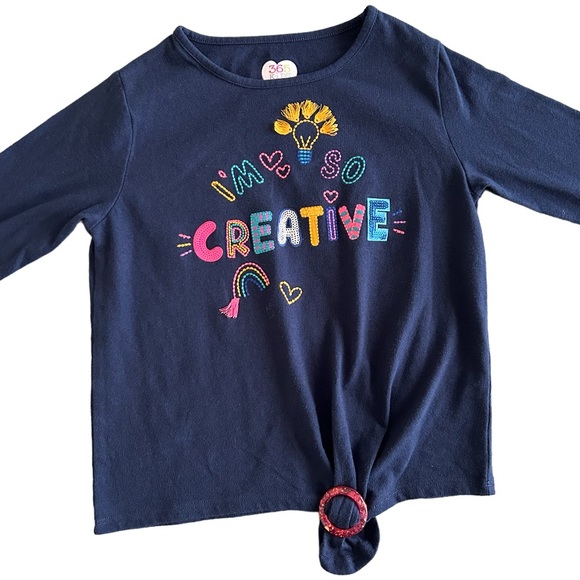 ✅ 5 for $25 - Embroidered Textured Creative Girl Long Sleeve Top, Size 6 - Picture 4 of 5